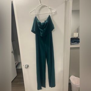 Lulus Power of Love Emerald Green Strapless Jumpsuit